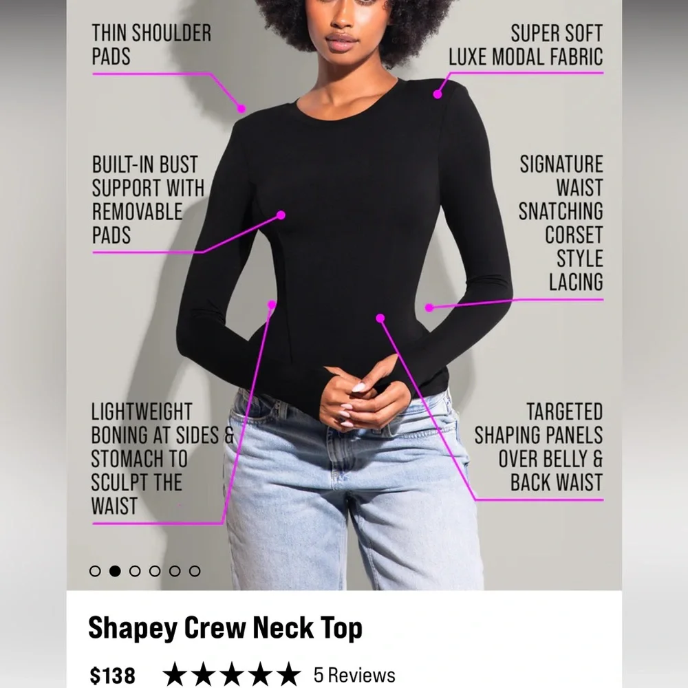 Black shapey crew neck top - Picture 1 of 4